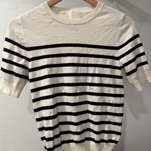 H&M Women’s Short Sleeve Black and White Striped sweater Tee